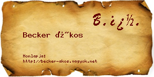 Becker Ákos névjegykártya